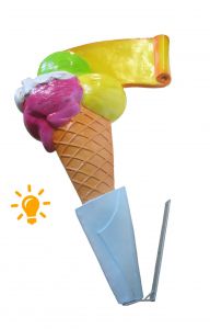 EG011B Helado con pergamino brillante - cono de publicidad 3D para heladería, altura 140 cm