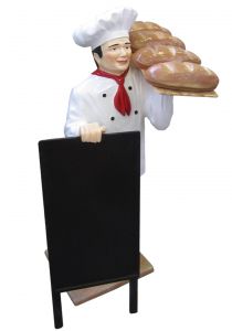 ER005B Cocinero con plato con pan en tres dimensiones alto 140 cm