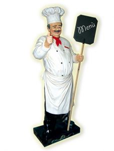 ER006 Chef con bigote tridimensional de 180 cm de alto con pizarra
