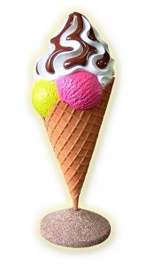 SG002 Cornet de crème glacée avec garniture - Cône publicitaire 3D pour glacier, hauteur 168 cm