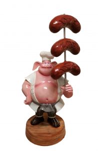 SR004A WURSTEL avec cochon - WURSTEL publicité 3D pour la gastronomie en hauteur 230 cm