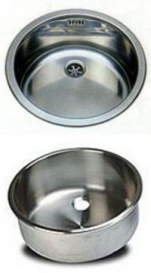LV026/A round inset stainless steel built-in sink diam. 260x180h with waste