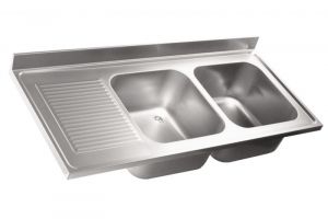 LV6022 Top sink Aisi304 stainless steel dim.1400X600 2 bowls 1 drainer left