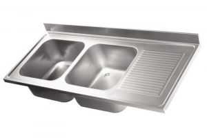 LV6029 Top sink Aisi304 stainless steel dim.1600X600 2 bowls 500x400 1 drainer right