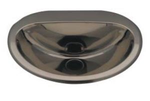 LX1330 "Cin" oval washbasin in stainless steel 465x400x155 mm - SHINY -