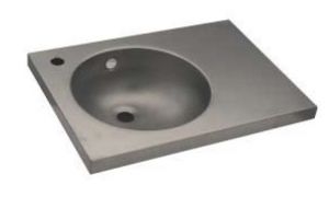 LX1550 Washbasin with stainless steel top 350x350x125 mm - SATIN -